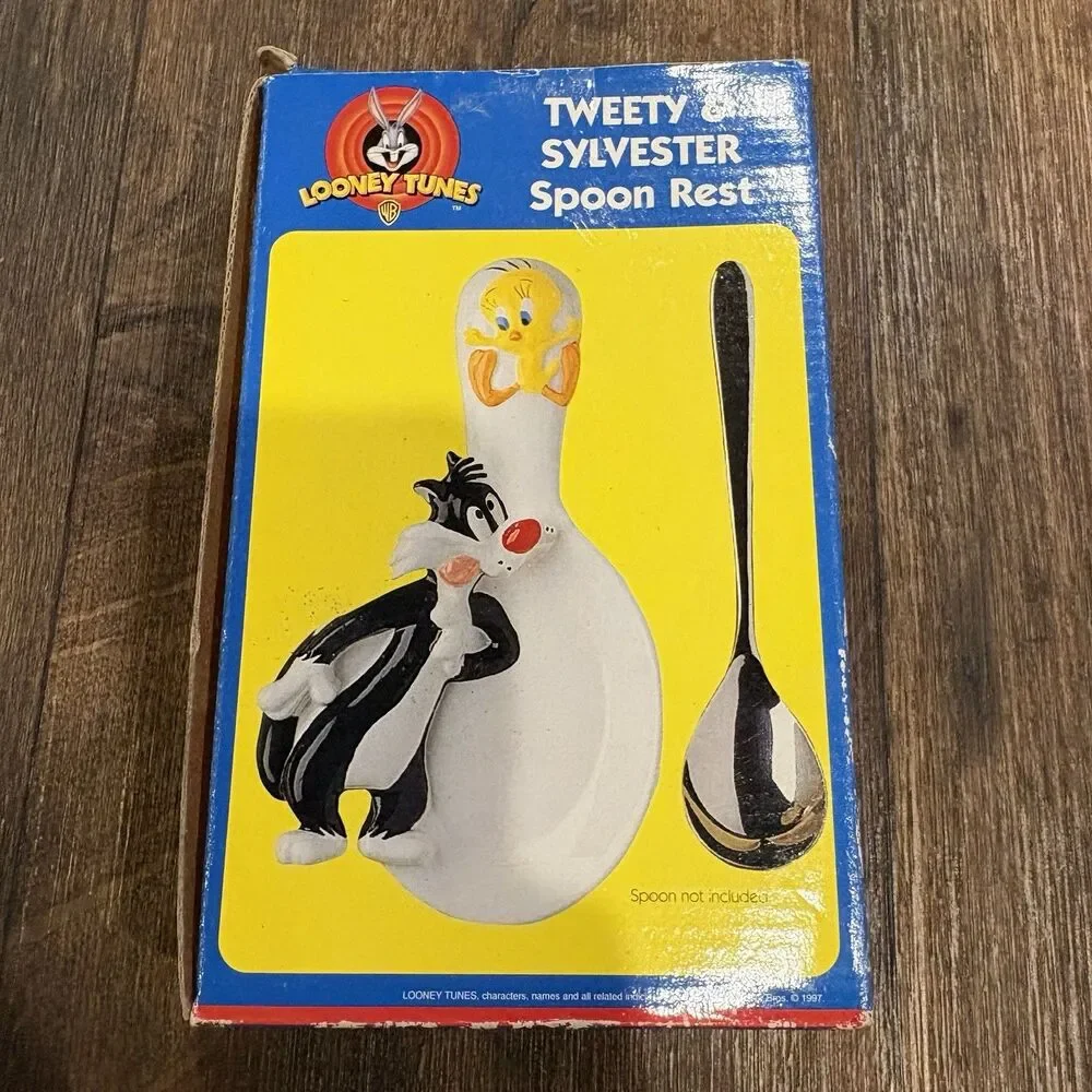 Vintage 1997 Looney Tunes Tweety & Sylvester Ceramic Spoon Rest w/ Box - Picture 6 of 7